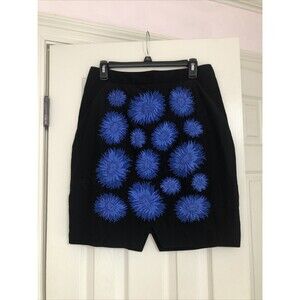 anthropologie Leifsdottir Size 10 embroidered Black Silk floral pencil skirt zip